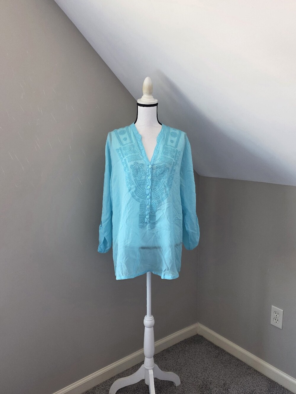 Johnny Was Eyelet Embroidered Top